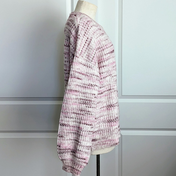 Splendid Sweater Wool Blend Chunky Knit Space Dye Oversized Black Cherry M NWT - Picture 5 of 10